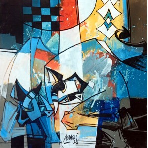 Ashkal, 18 x 18 Inch, Acrylic on Canvas, Figurative Painting, AC-ASH-339 Ashkal, 18 x 18 Inch, Acrylic on Canvas, Figurative Painting, AC-ASH-339